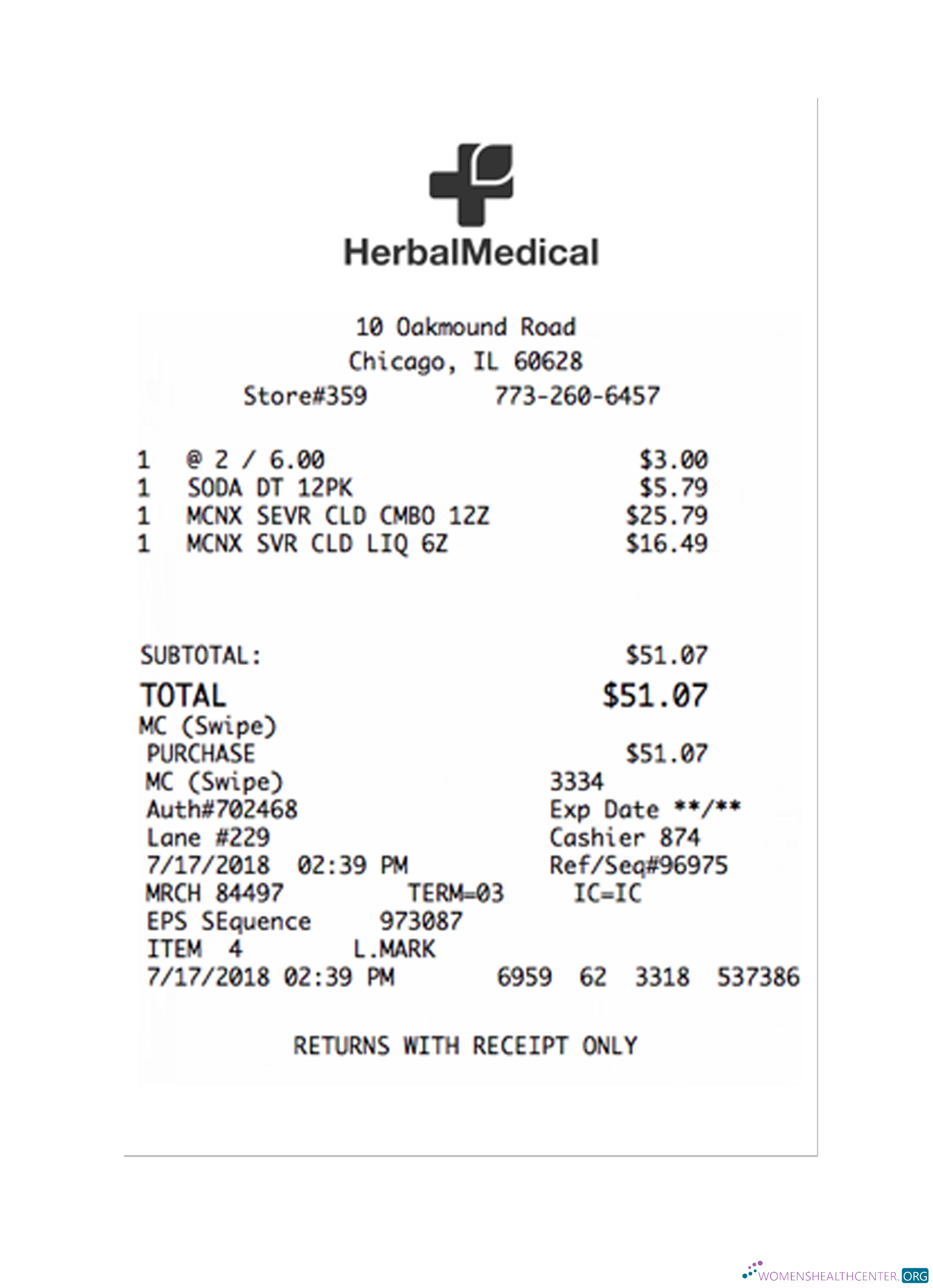 Download HERBAL MEDICAL payment receipt Photoshop template
